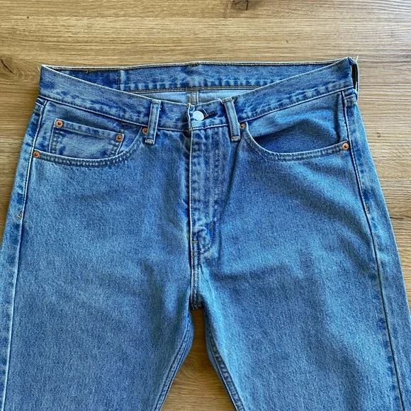 Levi's 505 Blue Straight Jeans Classic Denim- 34x30 - Picture 2 of 5